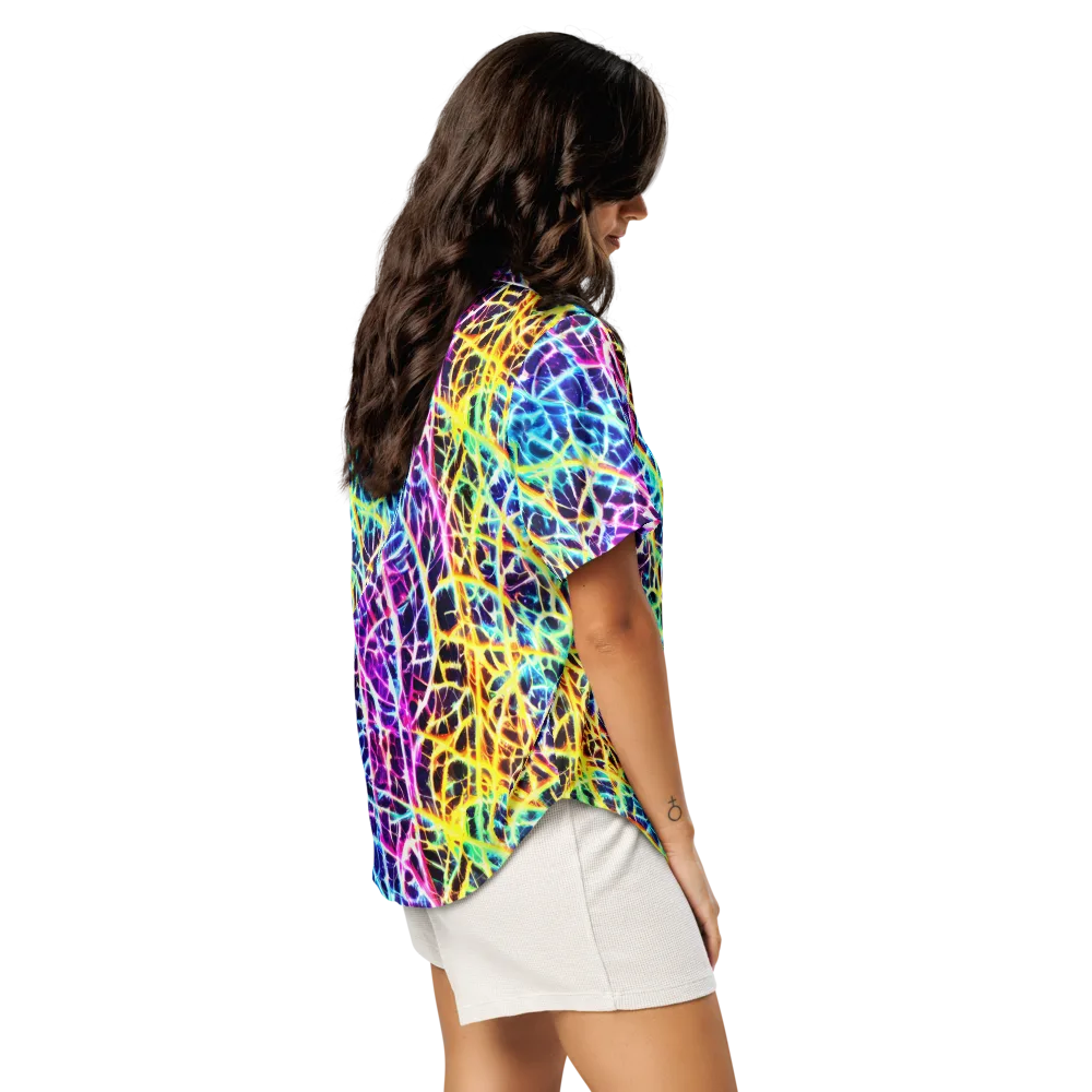 Voltage Web on Women's Short Sleeve Pajama Top — Right Back