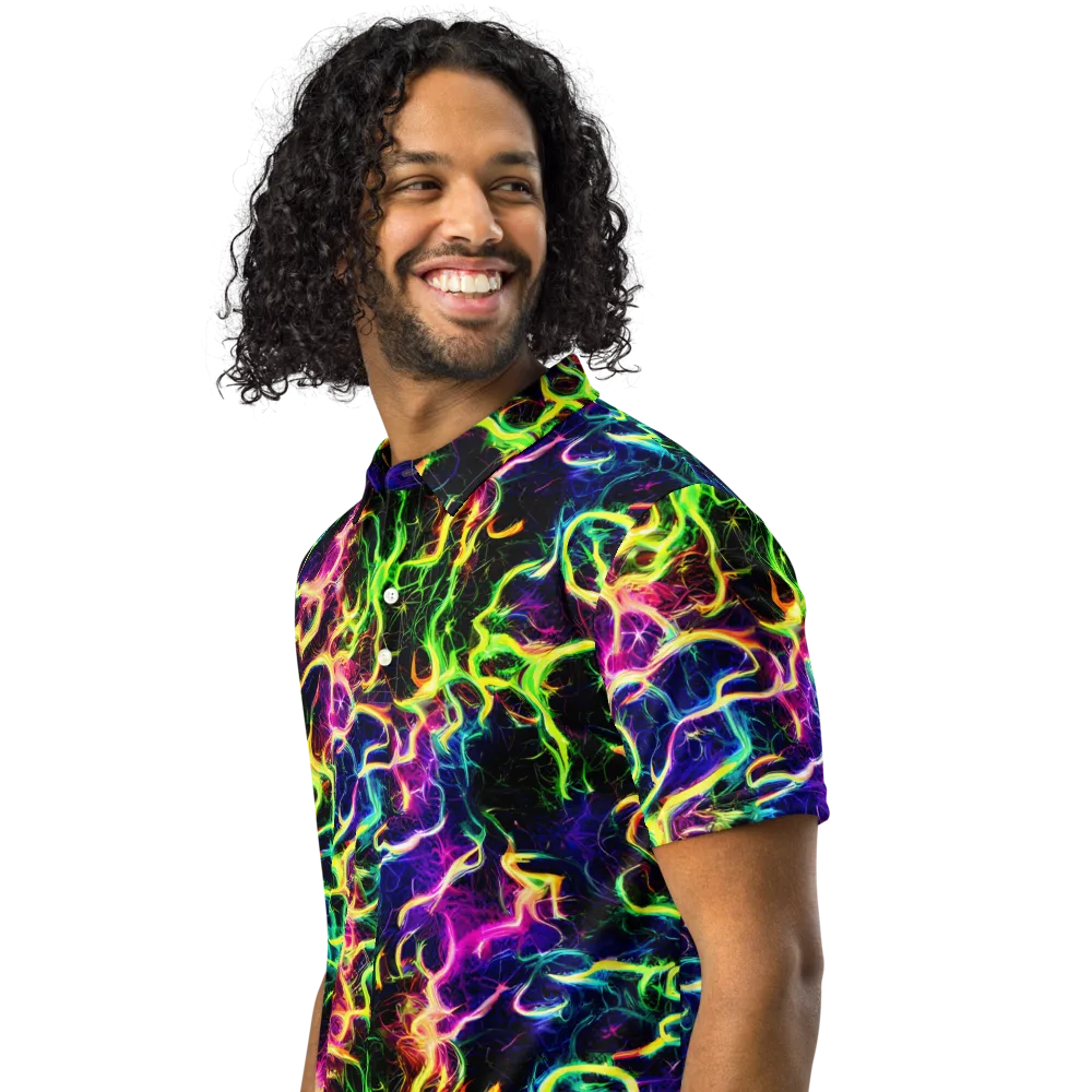Wildfire Spectrum on Men's Slim Fit Polo Shirt — Left Front