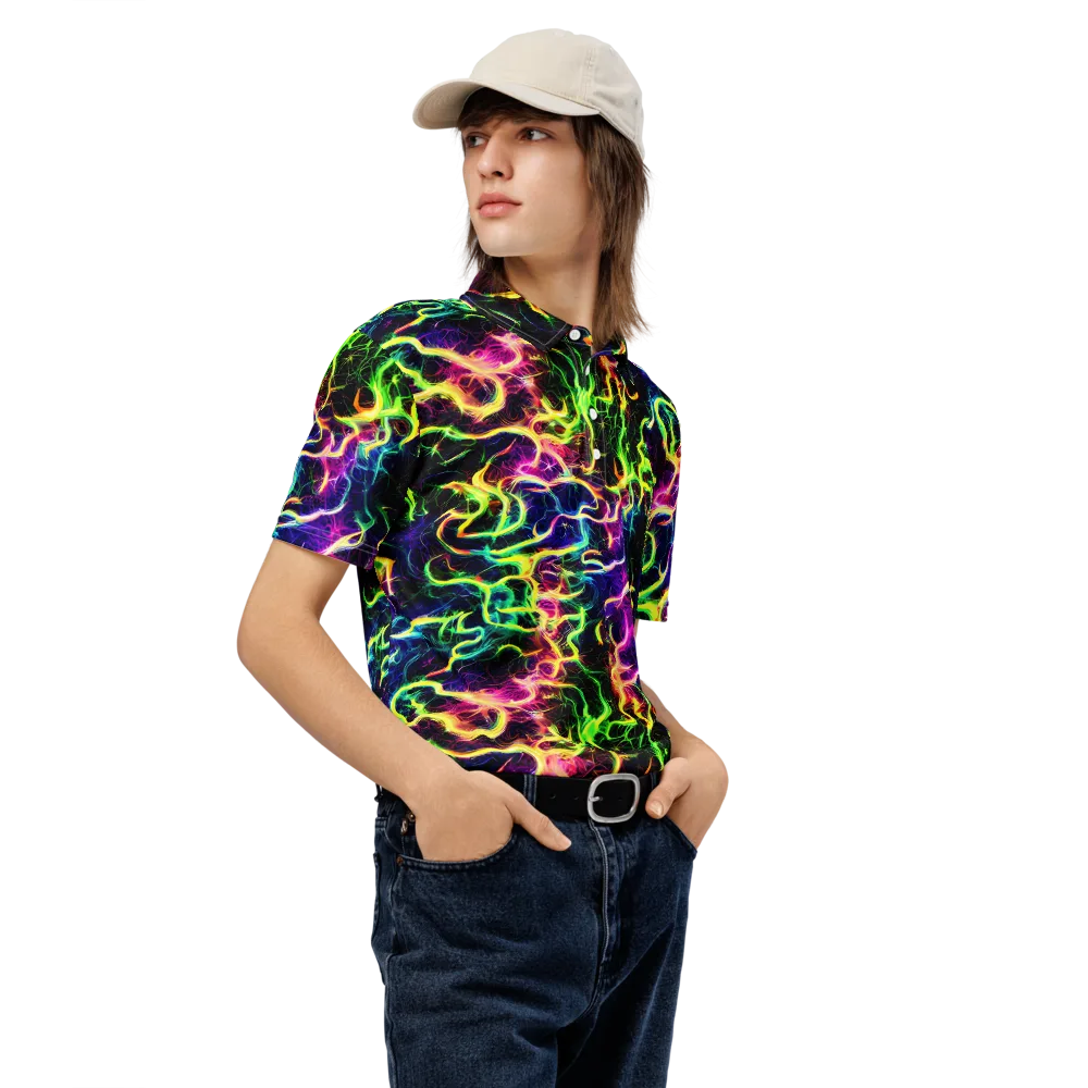 Wildfire Spectrum on Men's Slim Fit Polo Shirt — Right Front