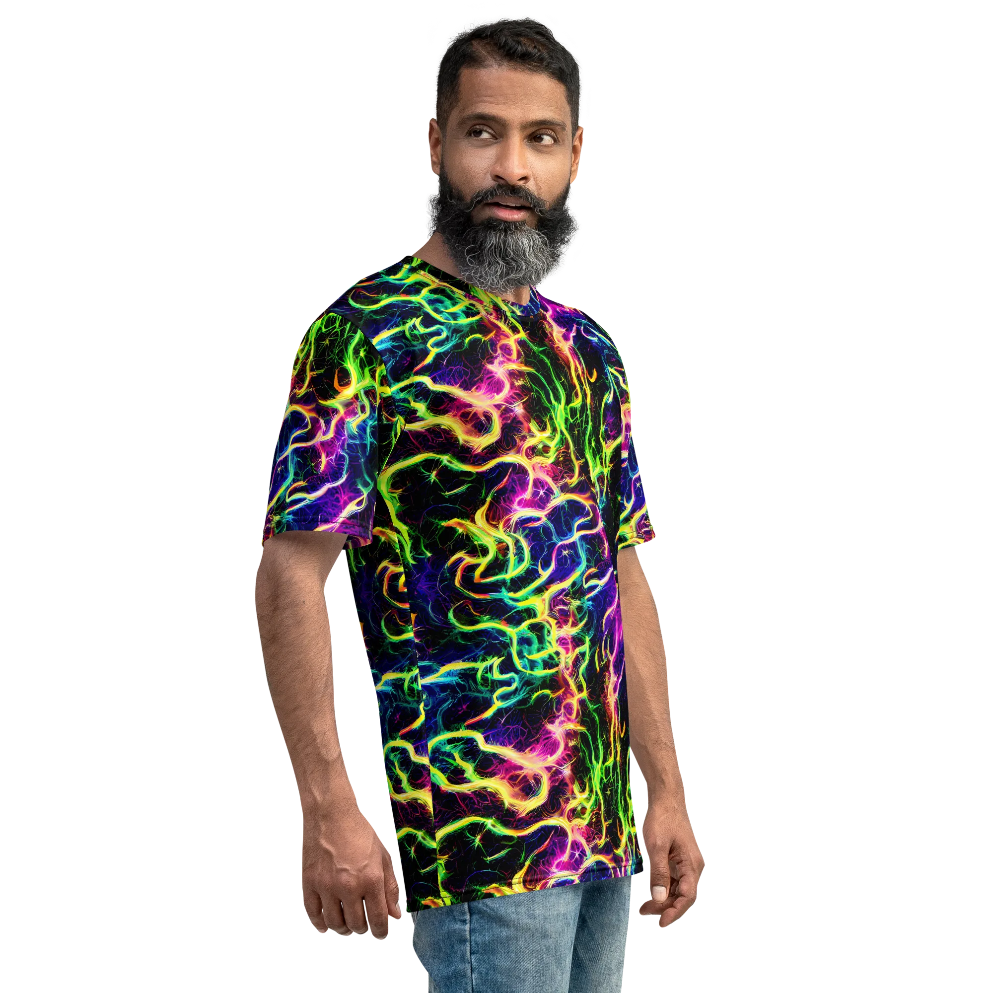 Wildfire Spectrum on Men's Crew Neck T-Shirt — Right