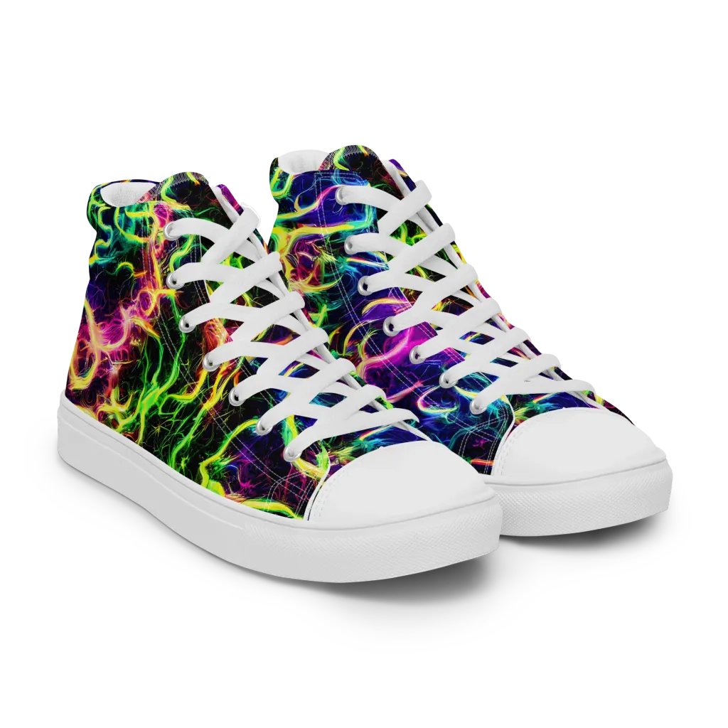 Wildfire Spectrum on Men's High Top Canvas Shoes — Right Front