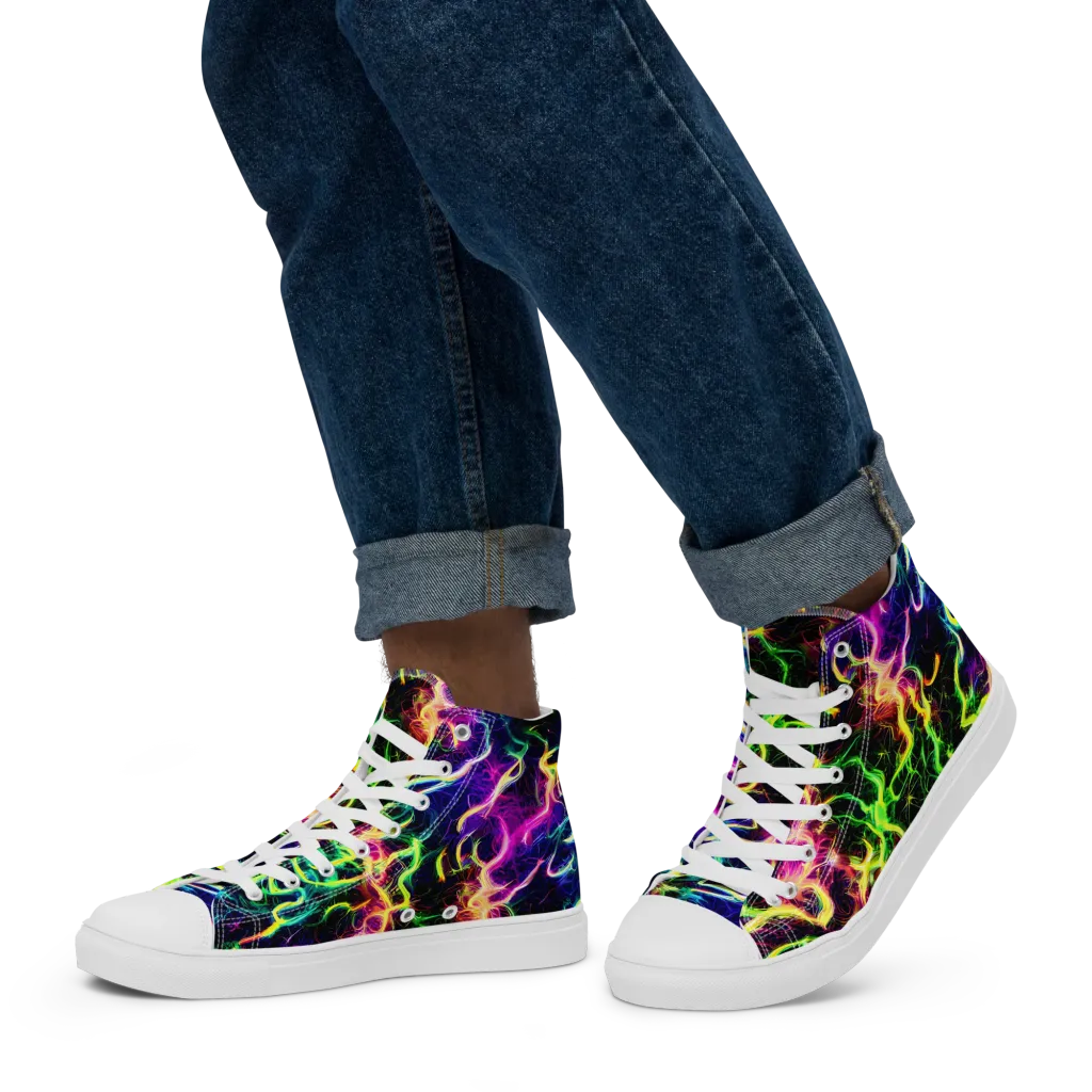 Wildfire Spectrum on Men's High Top Canvas Shoes — Left