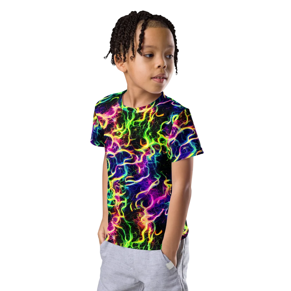Wildfire Spectrum on Kids Crew Neck T-Shirt — Left Front