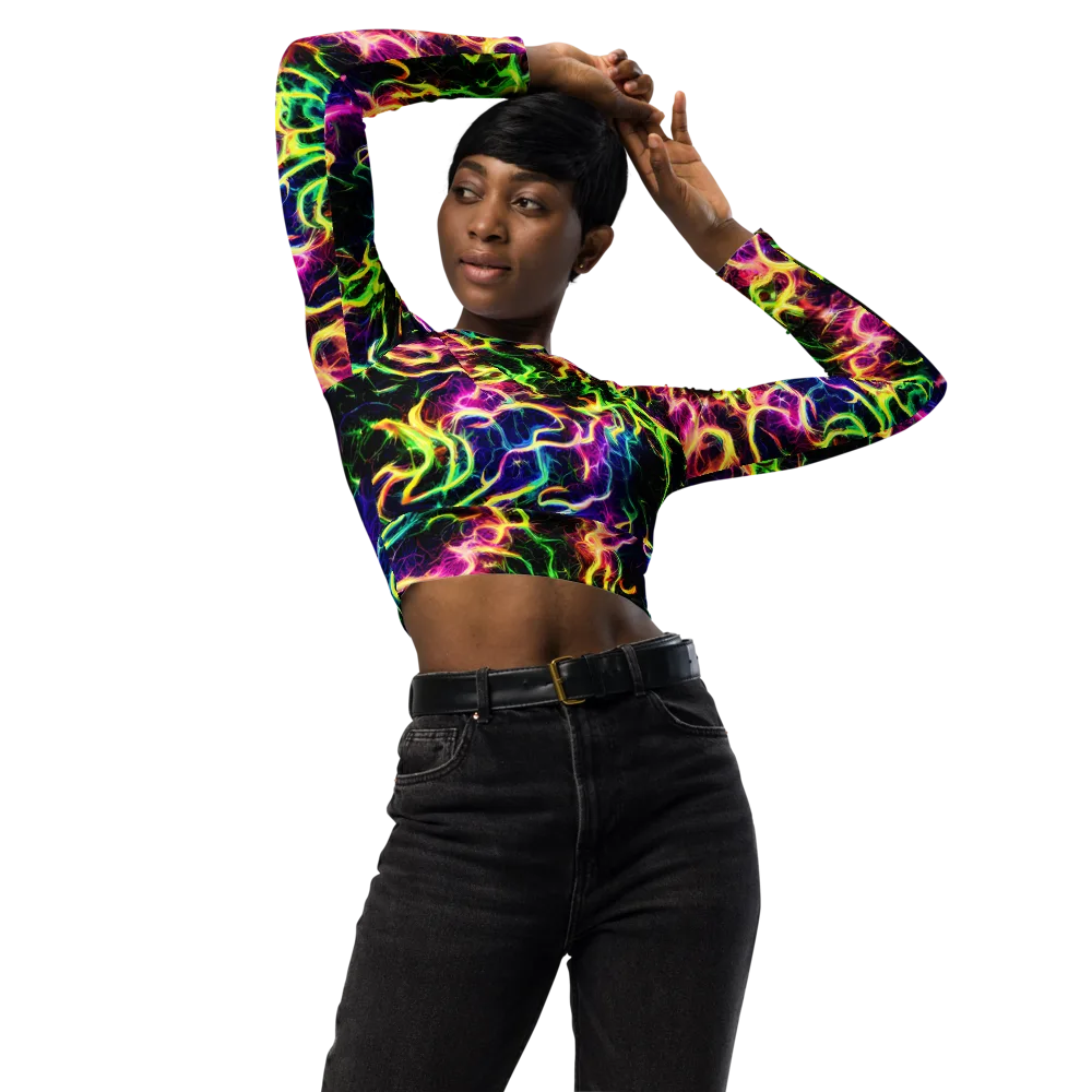 Wildfire Spectrum on Long Sleeve Crop Top — Front