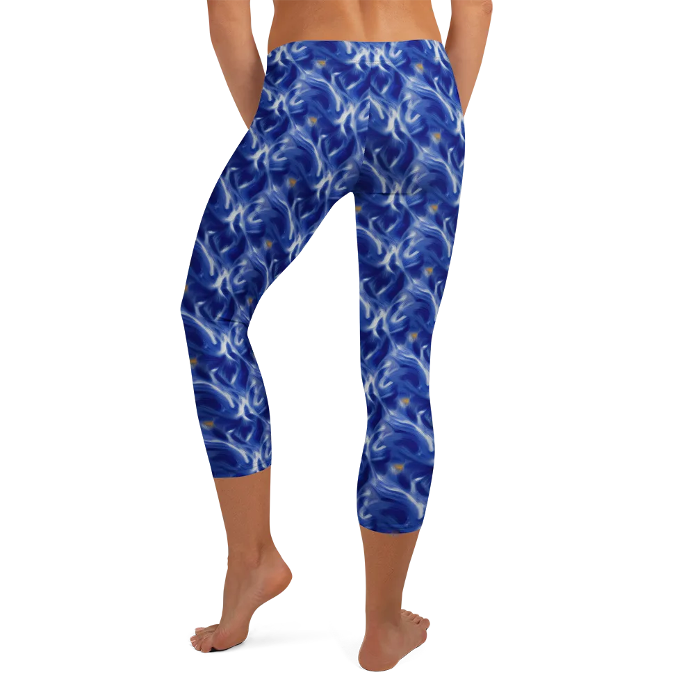 Sapphire Whirl on Capri Leggings — Back