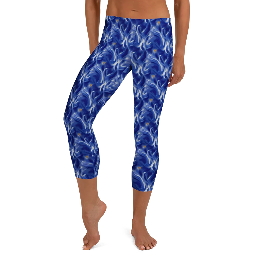 Sapphire Whirl on Capri Leggings — Front