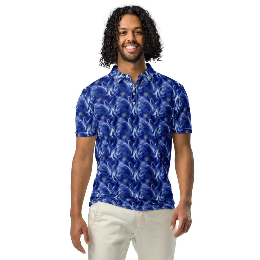 Sapphire Whirl on Men's Slim Fit Polo Shirt — Front