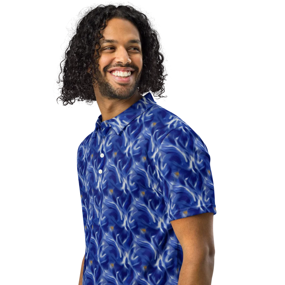 Sapphire Whirl on Men's Slim Fit Polo Shirt — Left Front