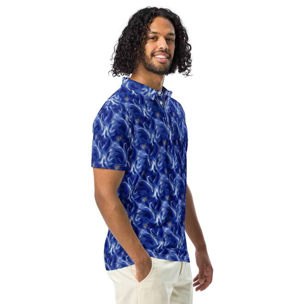 Sapphire Whirl on Men's Slim Fit Polo Shirt — Right Front