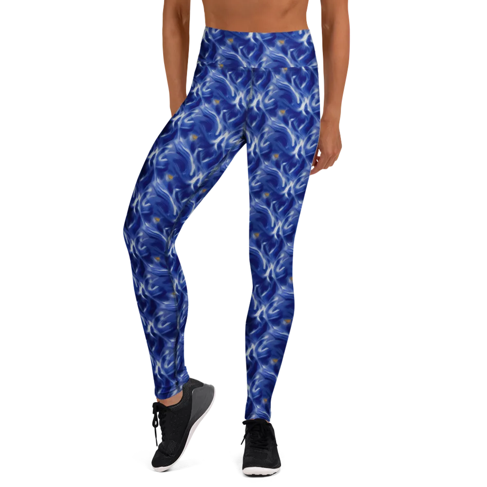 Sapphire Whirl on Yoga Leggings — Front
