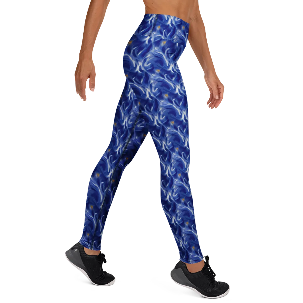 Sapphire Whirl on Yoga Leggings — Right