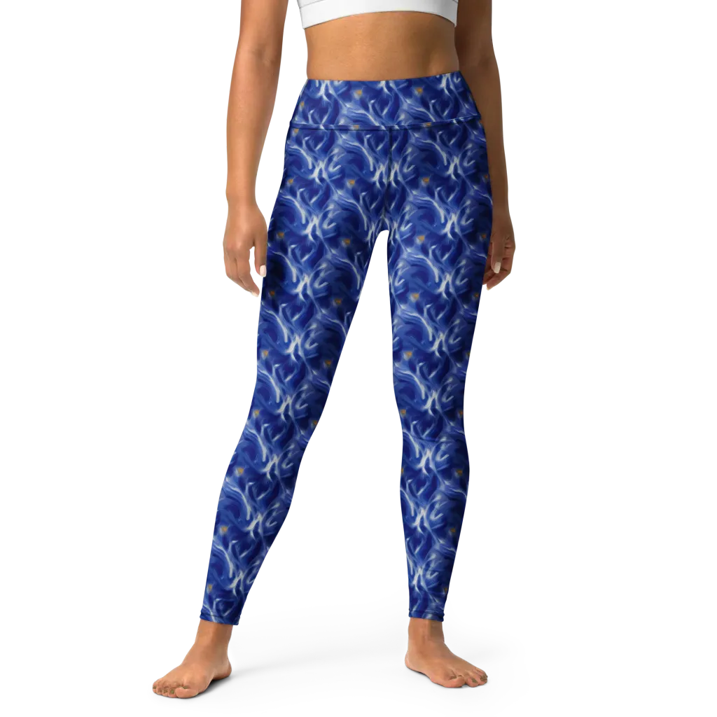 Sapphire Whirl on Yoga Leggings — Front