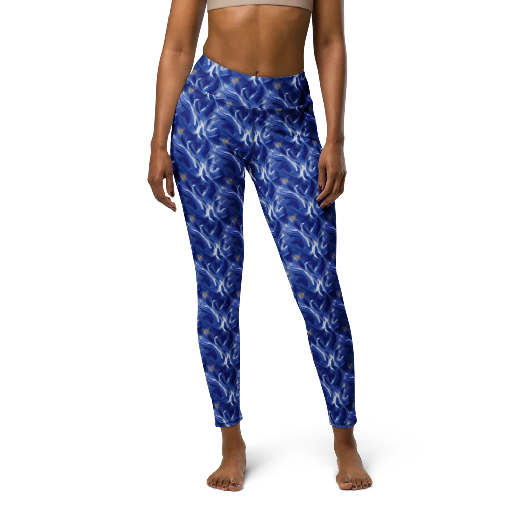 Sapphire Whirl on Yoga Leggings — Front