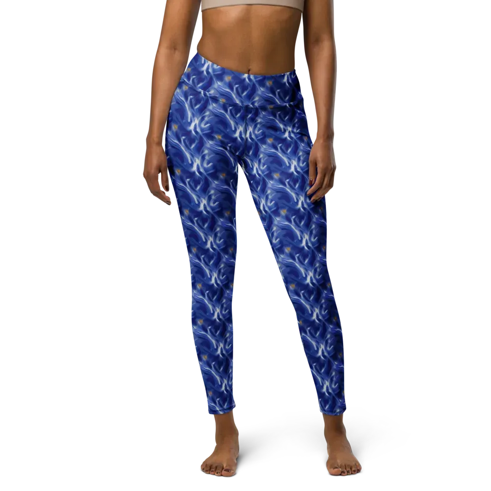 Sapphire Whirl on Yoga Leggings — Front