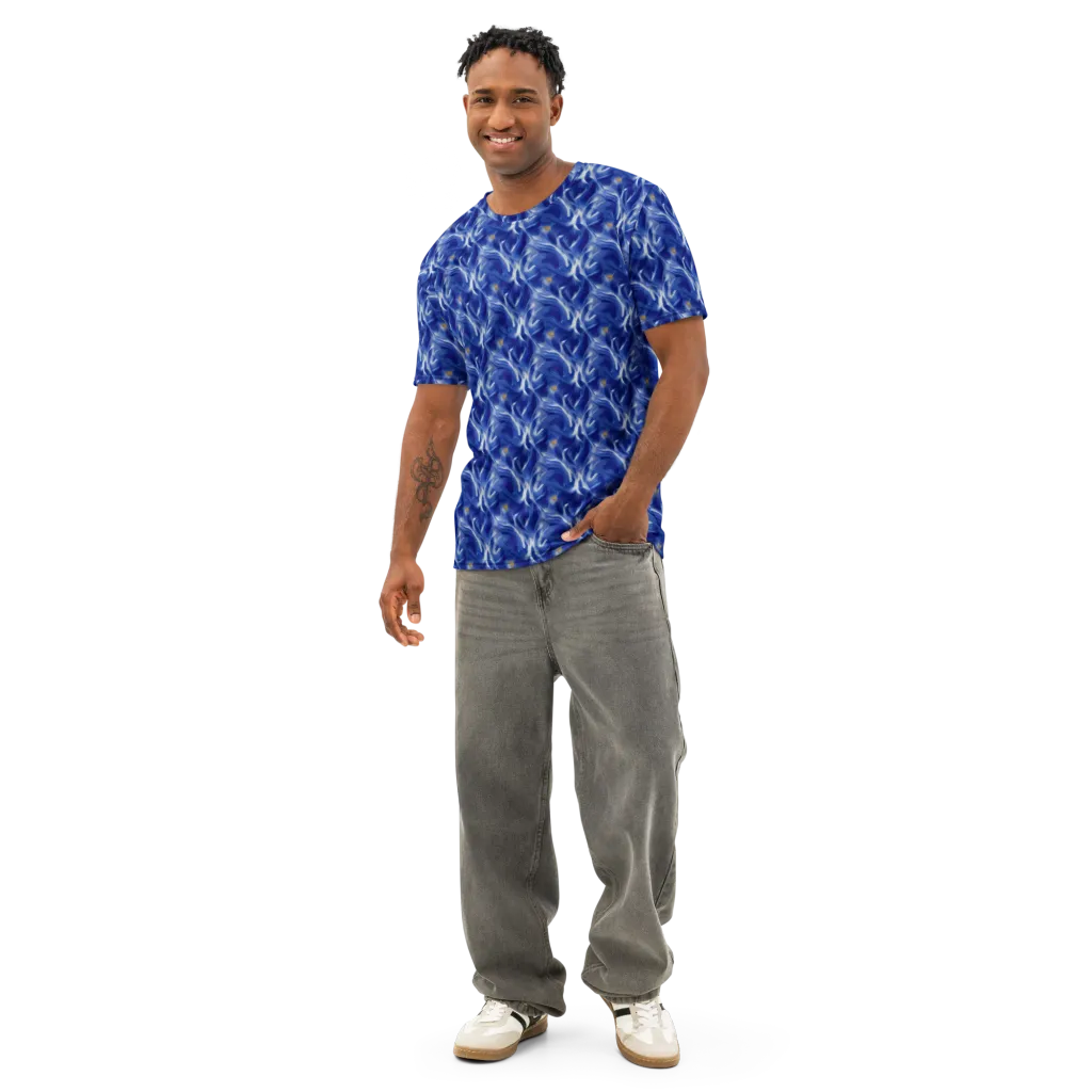 Sapphire Whirl on Men's Cotton Crew Neck T-Shirt — Front