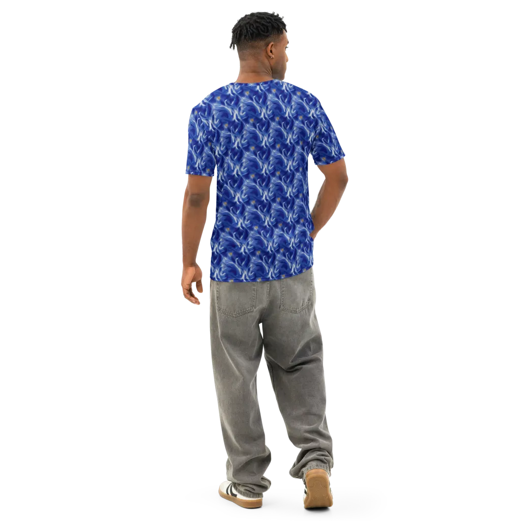 Sapphire Whirl on Men's Cotton Crew Neck T-Shirt — Back