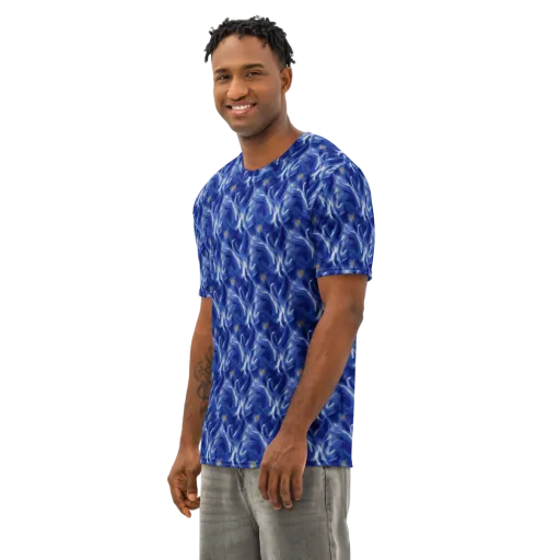 Sapphire Whirl on a Men's Cotton Crew Neck T-Shirt