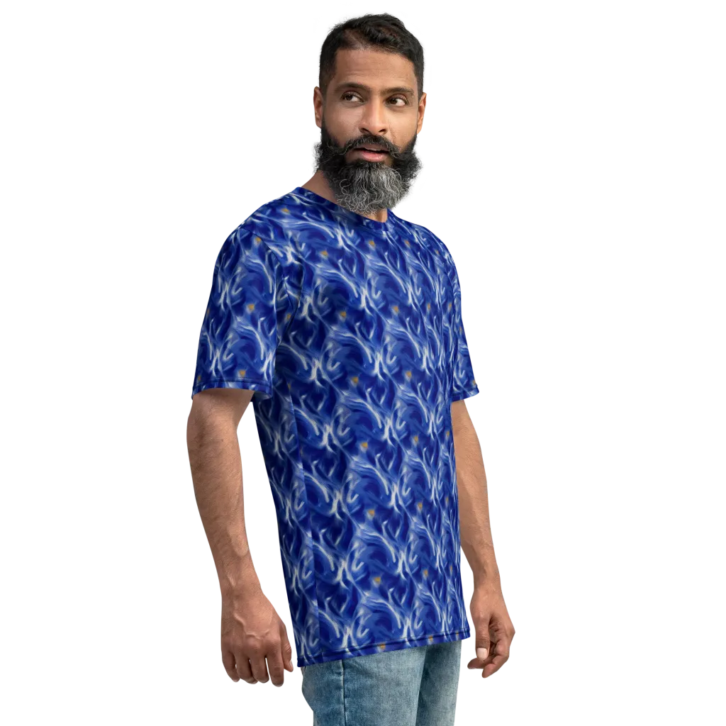 Sapphire Whirl on Men's Crew Neck T-Shirt — Right