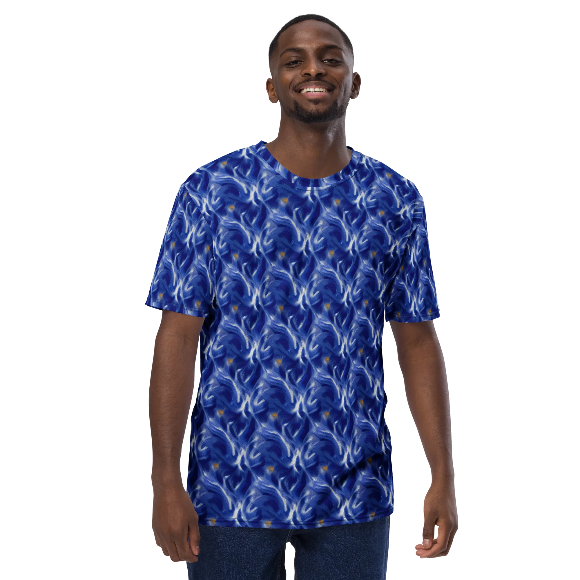 Sapphire Whirl on Men's Crew Neck T-Shirt — Front