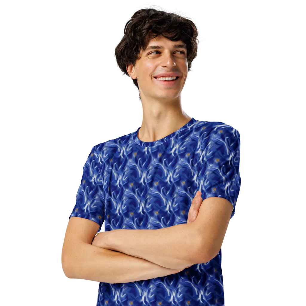 Sapphire Whirl on Men's Crew Neck T-Shirt — Left Front