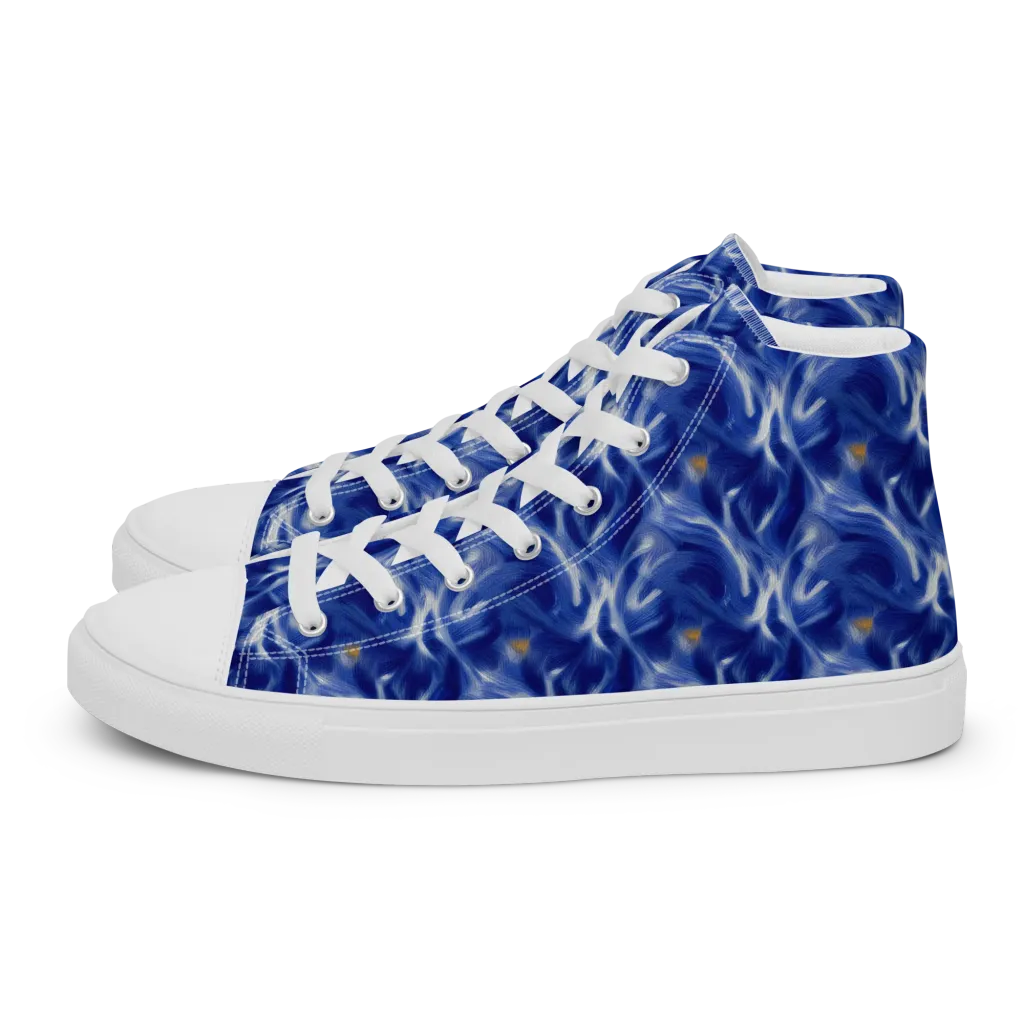 Sapphire Whirl on Men's High Top Canvas Shoes — Left