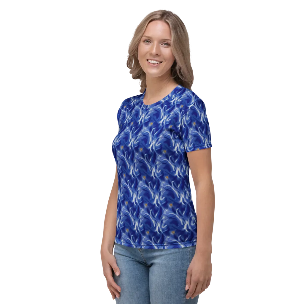 Sapphire Whirl on Women's Crew Neck T-Shirt — Left