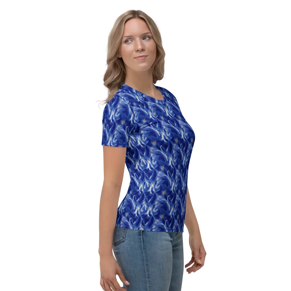 Sapphire Whirl on Women's Crew Neck T-Shirt — Right