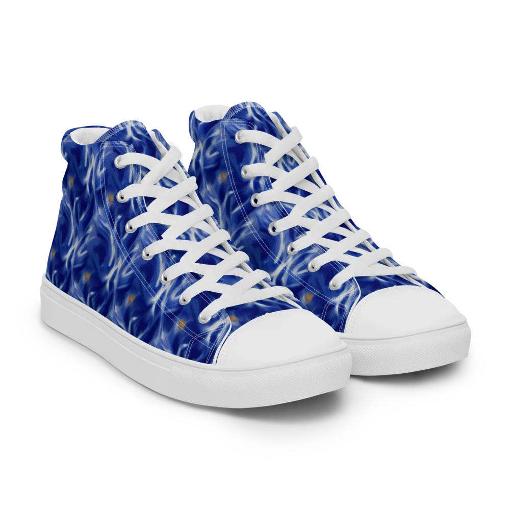 Sapphire Whirl on Women's High Top Canvas Shoes — Right Front