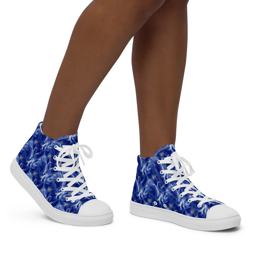 Sapphire Whirl on Women's High Top Canvas Shoes — Right