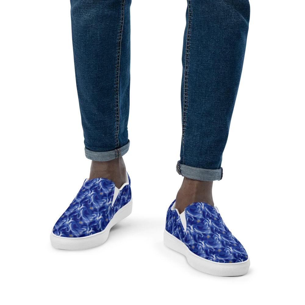 Sapphire Whirl on Men's Slip-On Canvas Shoes — Front