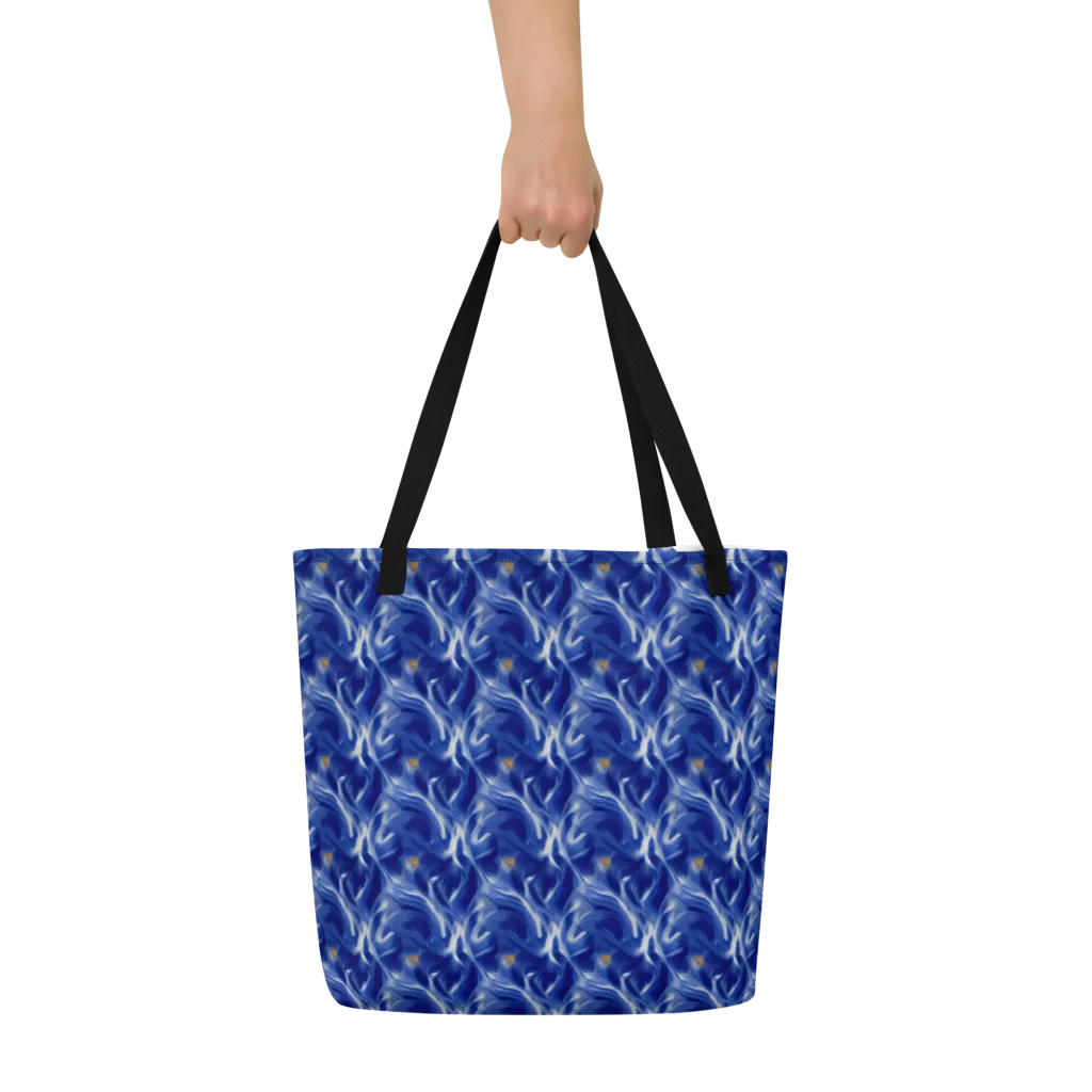 Sapphire Whirl on Large Tote Bag W/ Pocket — Front