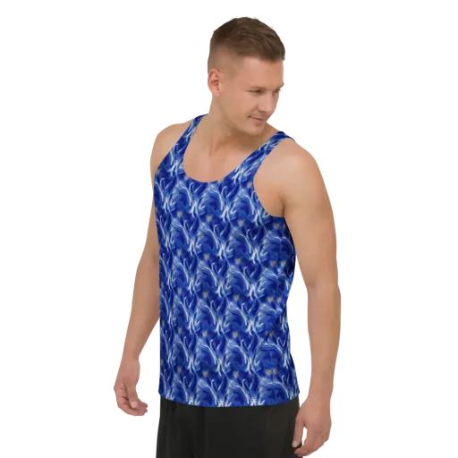 Sapphire Whirl on a Men's Tank Top