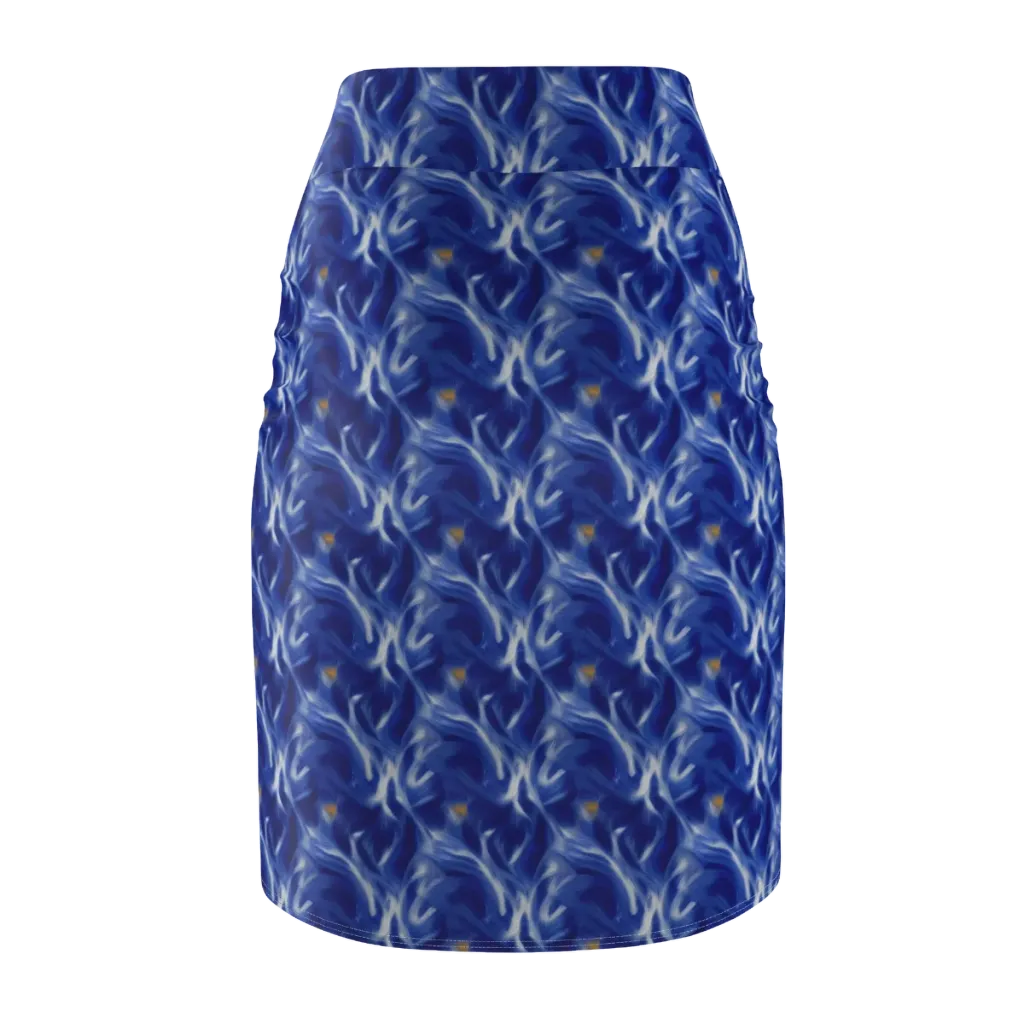 Sapphire Whirl on Pencil Skirt — Back