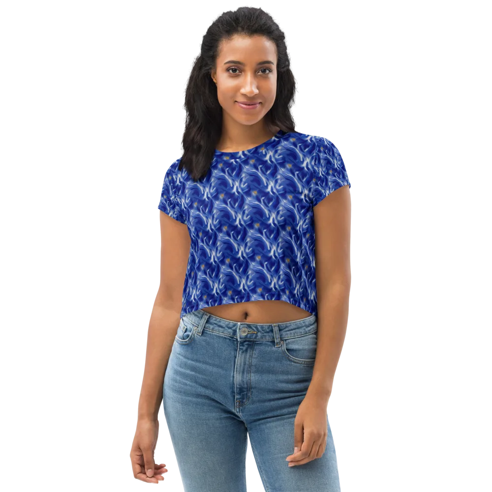Sapphire Whirl on Crop Tee — Front