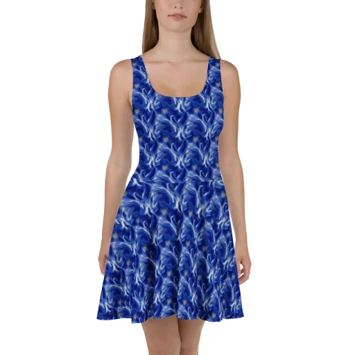 Sapphire Whirl on a Skater Dress