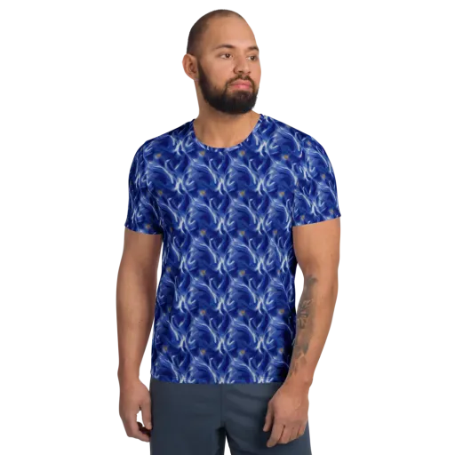Sapphire Whirl on a Men's Athletic T-Shirt
