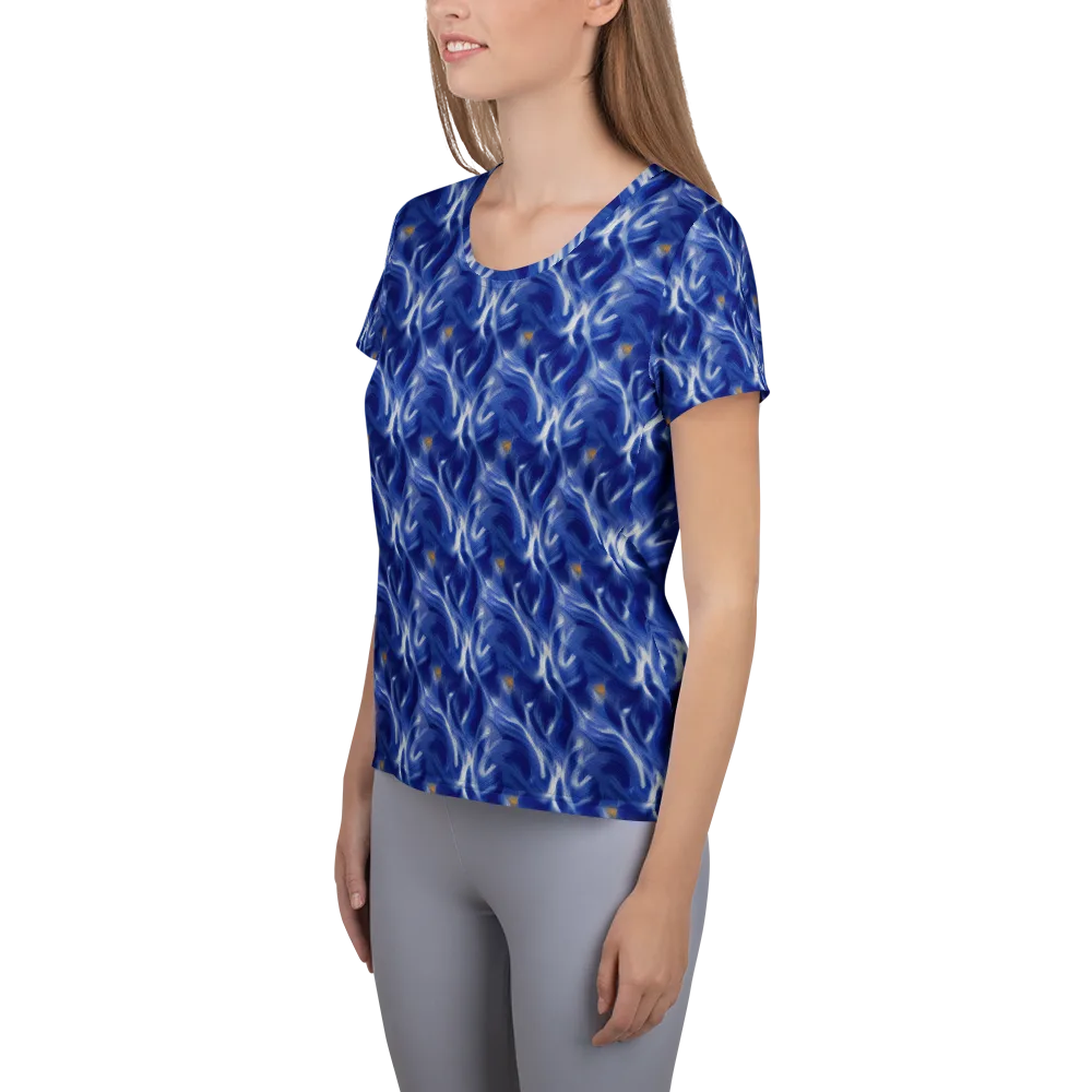 Sapphire Whirl on Women's Athletic T-Shirt — Left