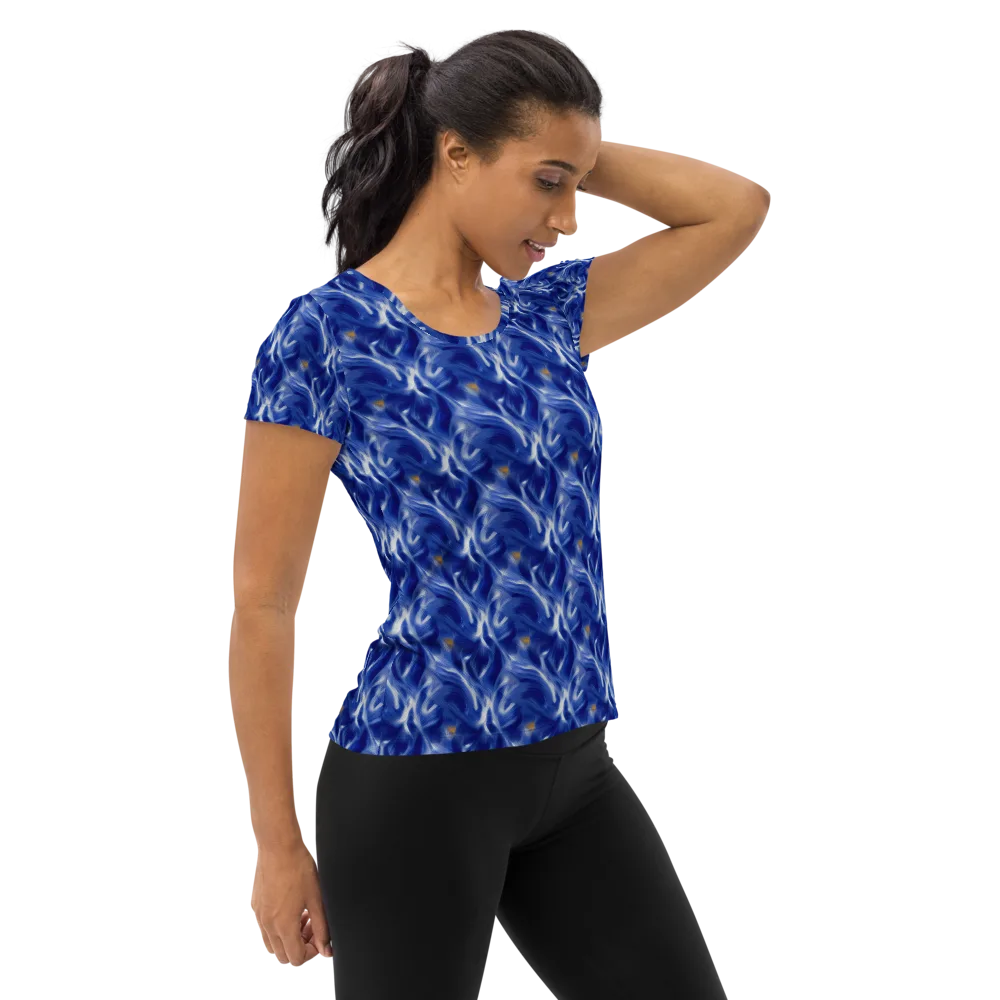 Sapphire Whirl on Women's Athletic T-Shirt — Right