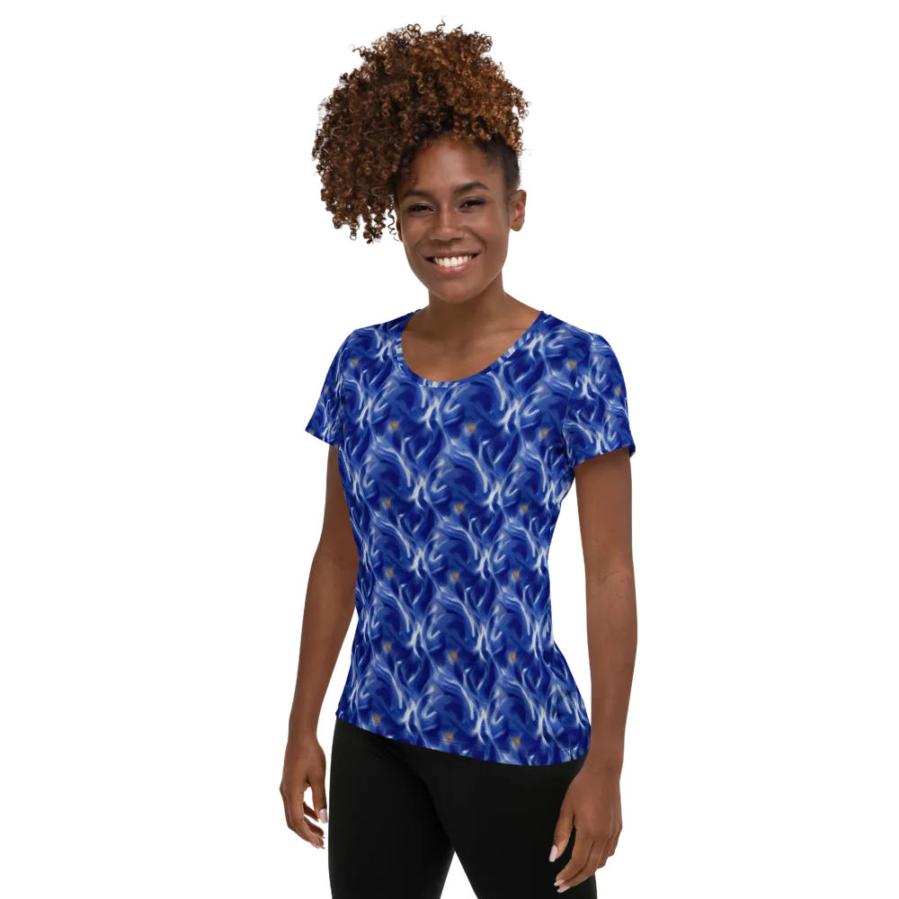 Sapphire Whirl on Women's Athletic T-Shirt — Left
