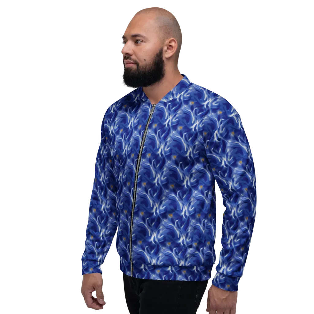Sapphire Whirl on Bomber Jacket — Left
