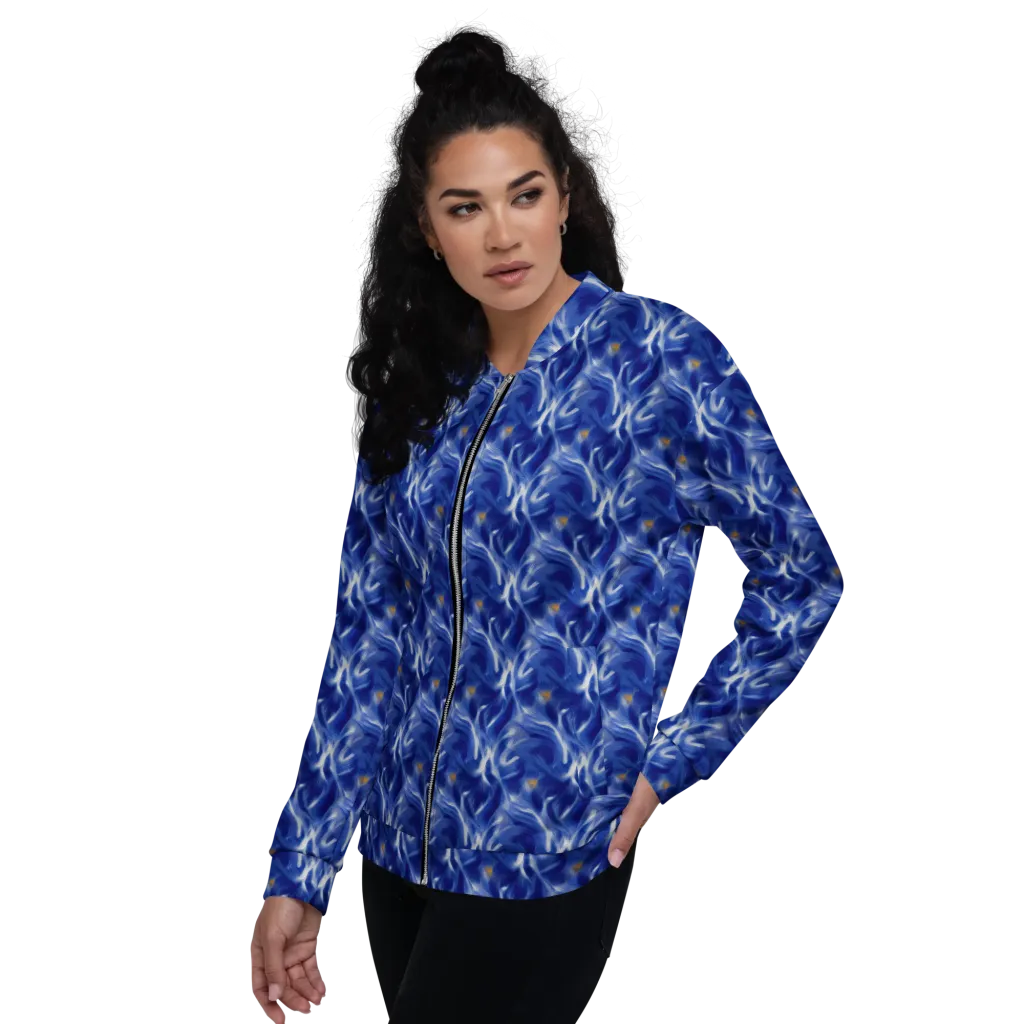Sapphire Whirl on Bomber Jacket — Left