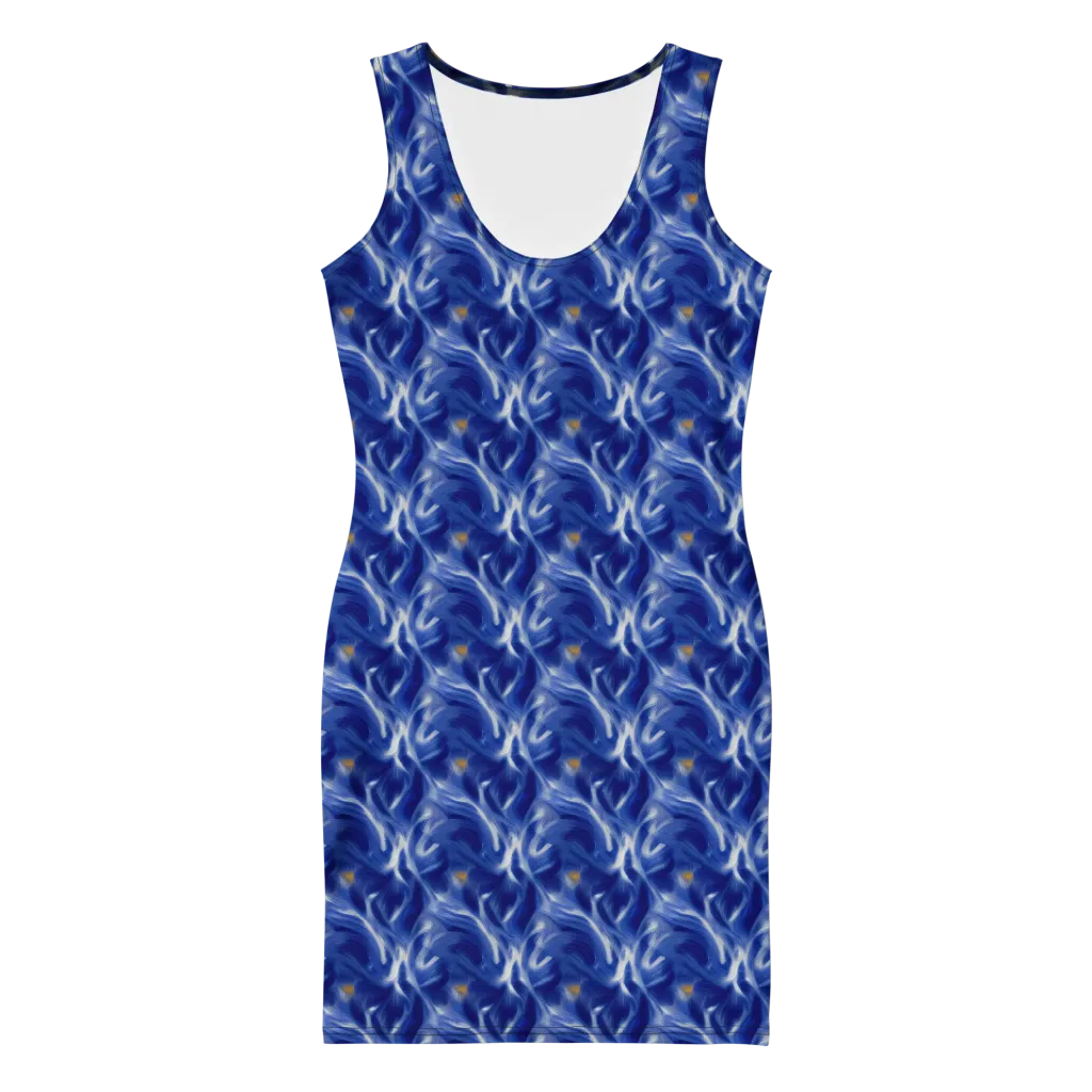 Sapphire Whirl on Bodycon Dress — Front