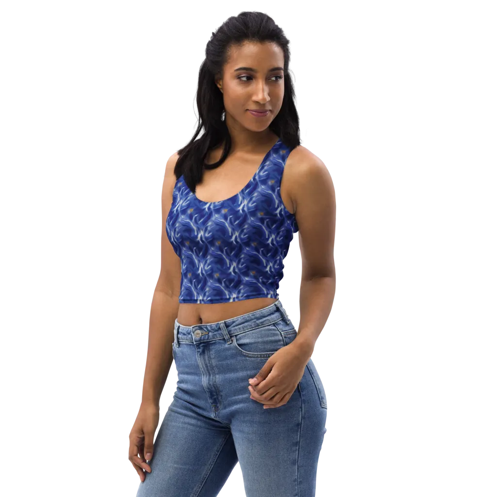 Sapphire Whirl on Crop Top — Left Front