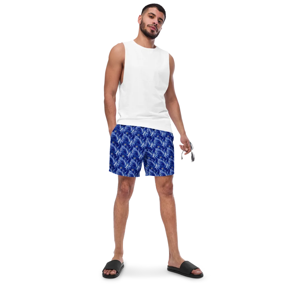 Sapphire Whirl on Swim Trunks — Front