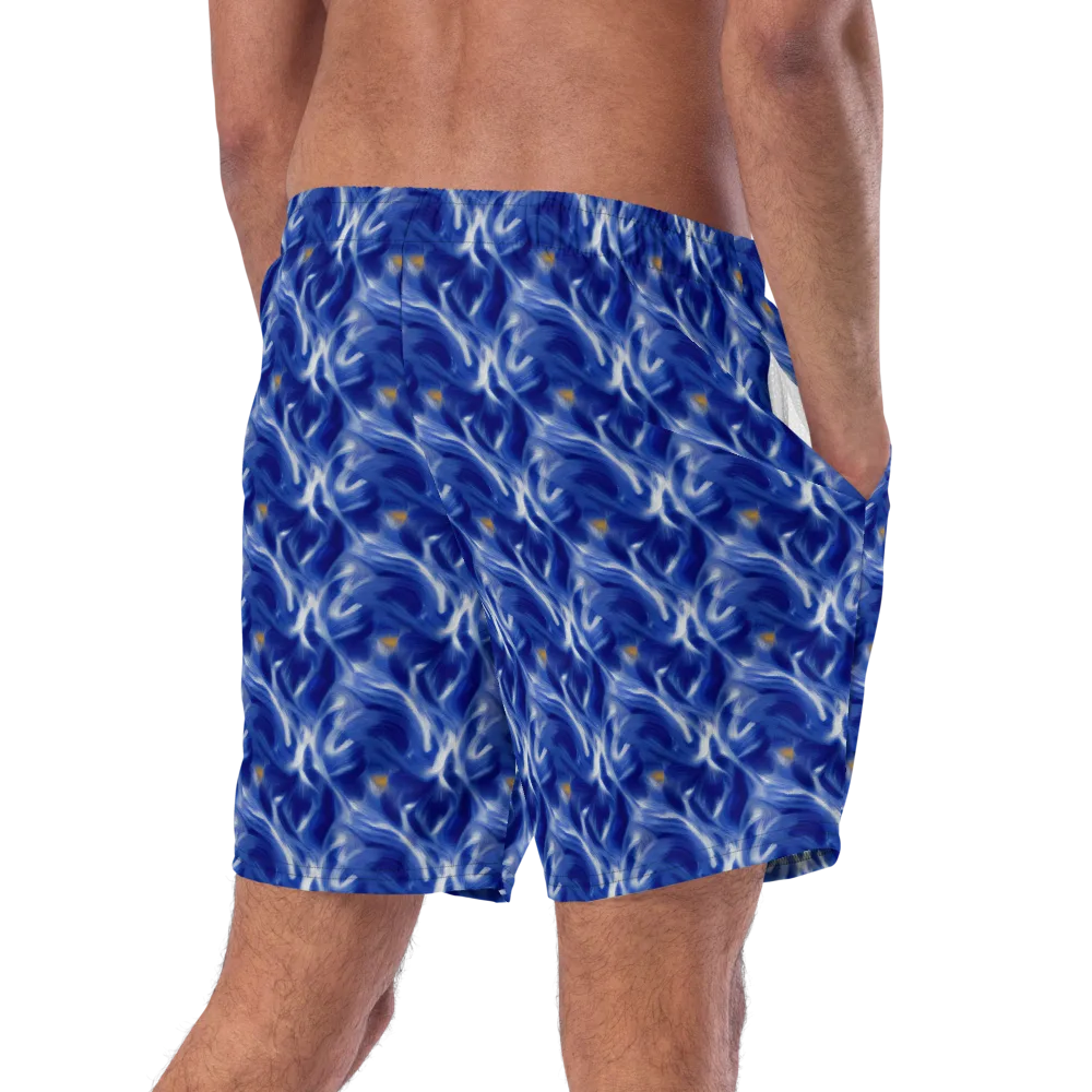 Sapphire Whirl on Swim Trunks — Right Back