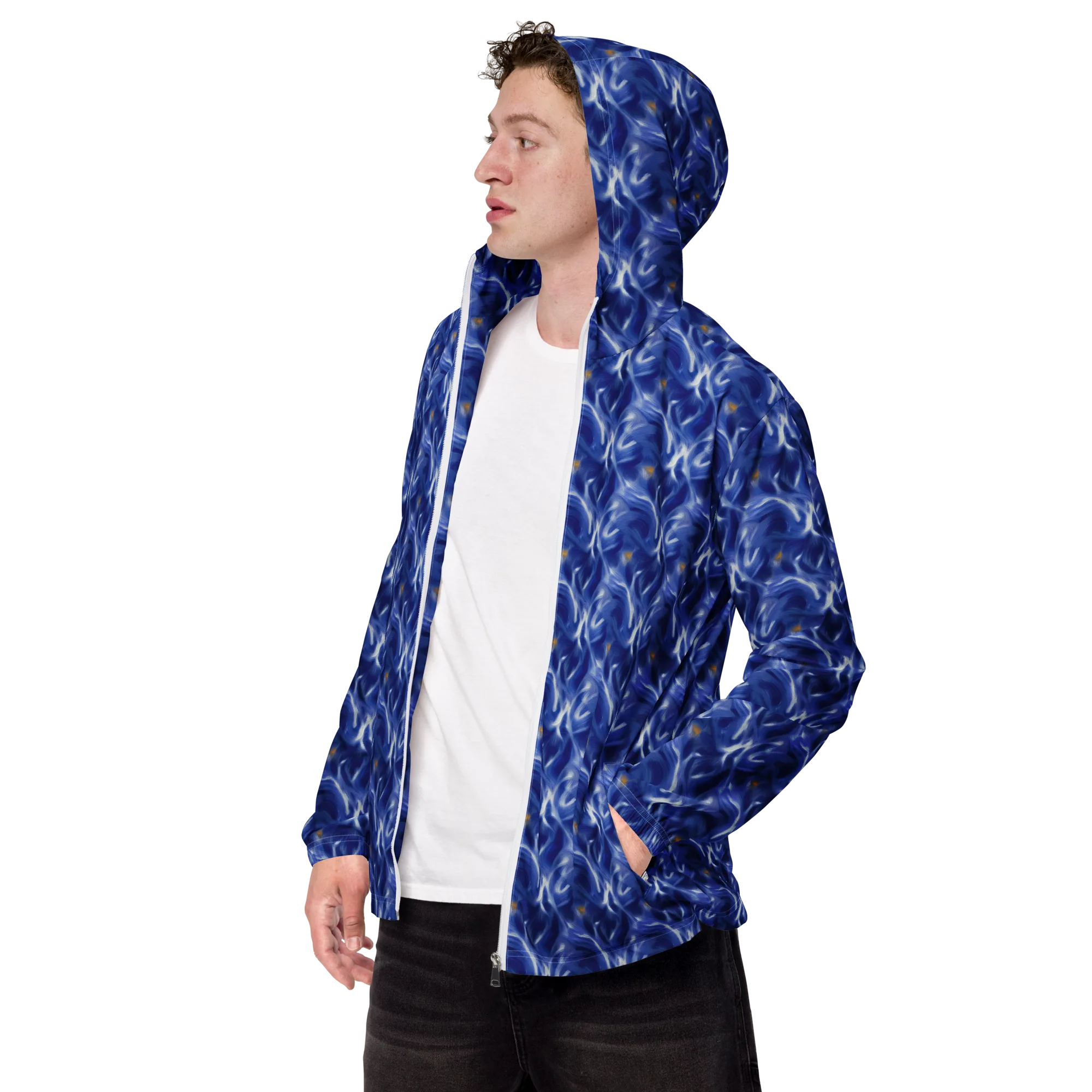 Sapphire Whirl on Men's Windbreaker — Left Front