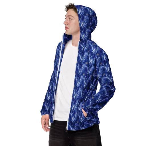 Sapphire Whirl on a Men's Windbreaker