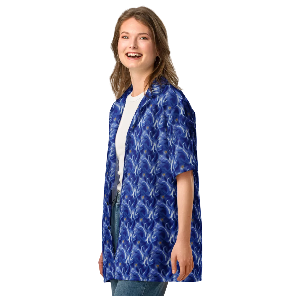 Sapphire Whirl on Button Shirt — Left Front