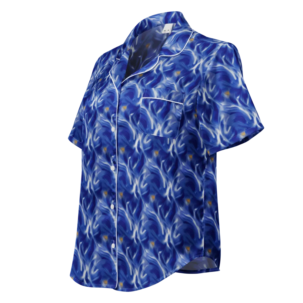 Sapphire Whirl on Women's Short Sleeve Pajama Top — Left Front