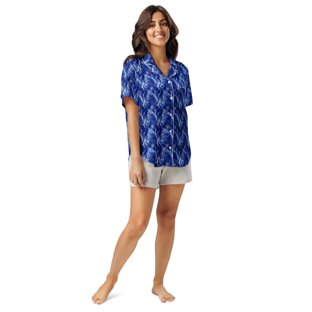 Sapphire Whirl on Women's Short Sleeve Pajama Top — Front